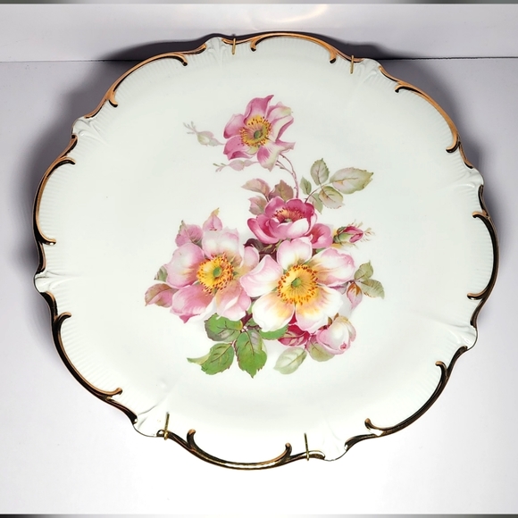 Schumann Arzberg Bavarian Gold Rim "Wild Rose" Decor Plate Collectible - Picture 2 of 4